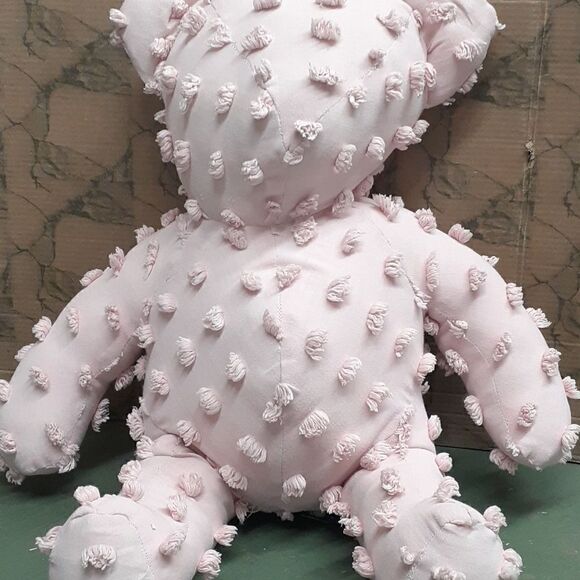 Vintage Hand made pastel pink chenille bear with crocheted blanket - Picture 2 of 8